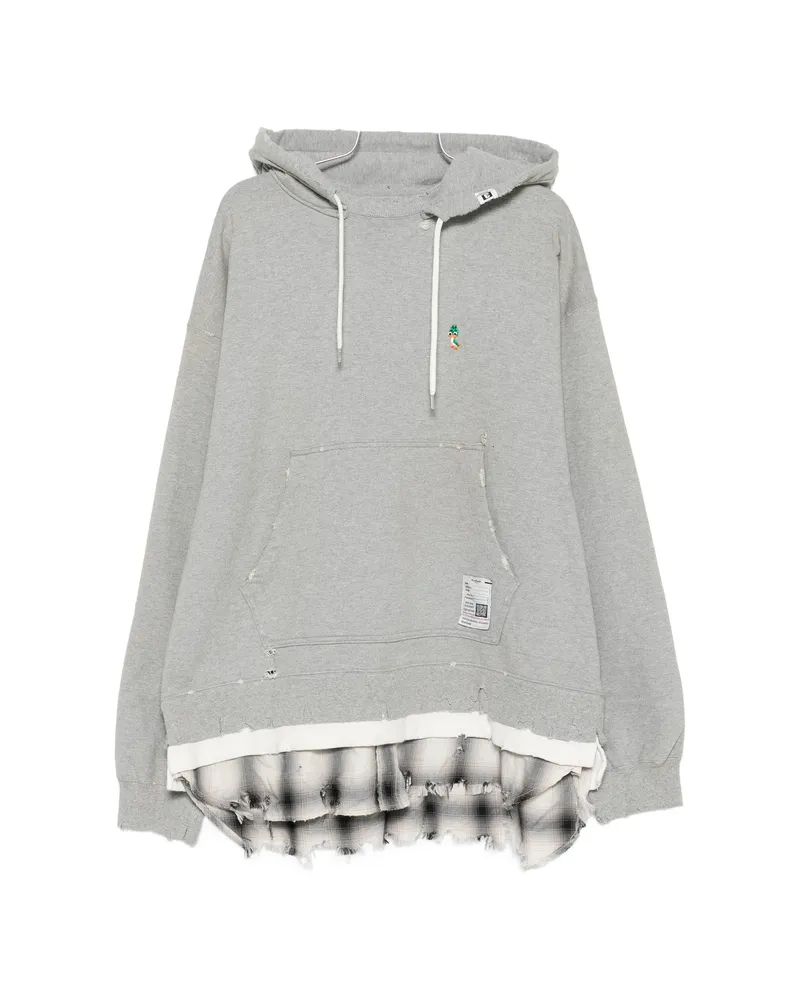 MIHARAYASUHIRO Distressed Layered-effect Hoodie Grey