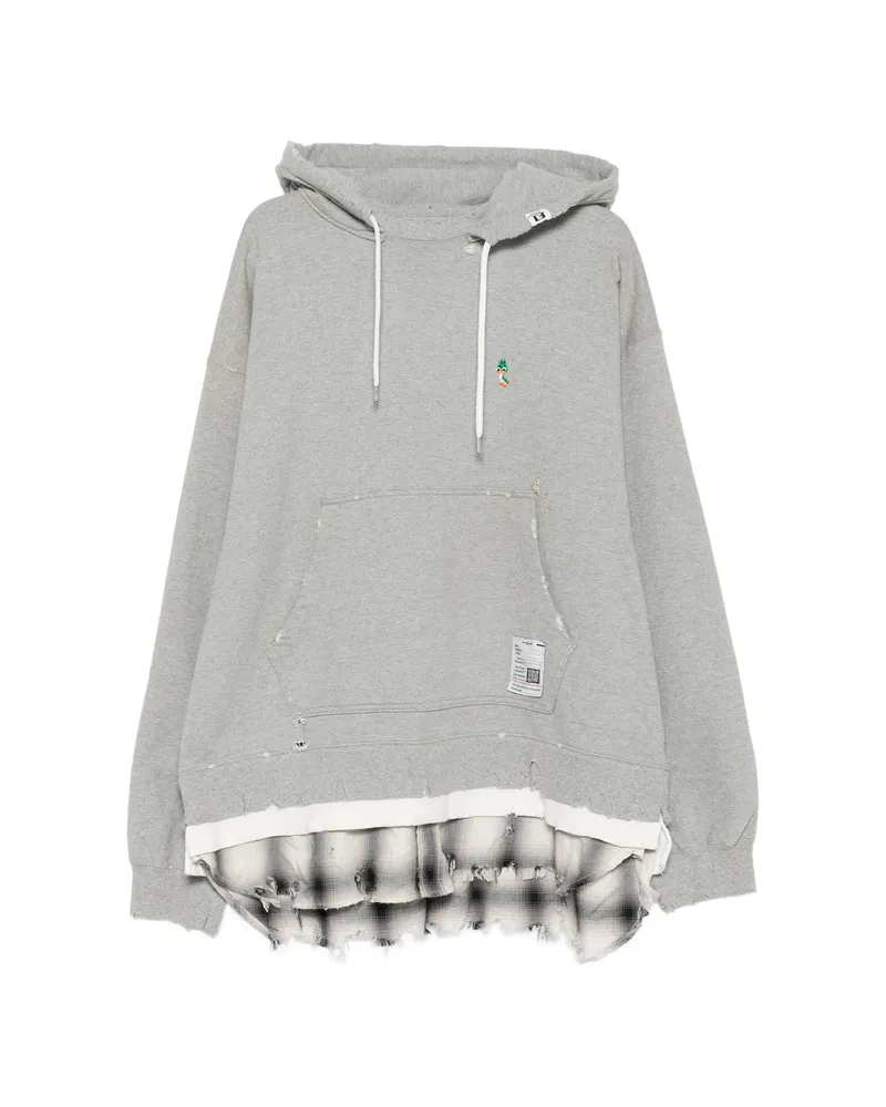 MIHARAYASUHIRO Distressed Layered-effect Hoodie Grey