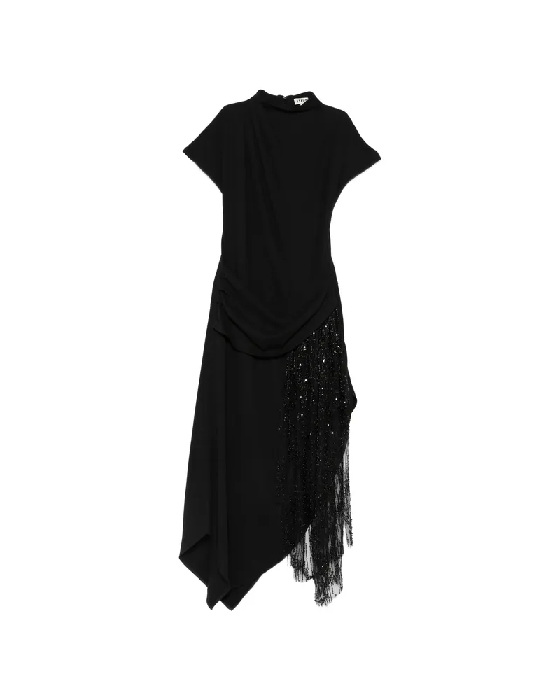 STAUD Effie Sequin-embellished Fringed Maxi Dress Black