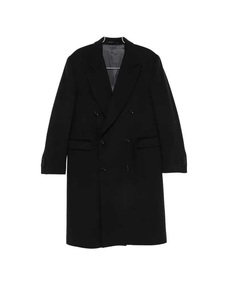 LARDINI Double-breasted Peak-lapel Coat Black