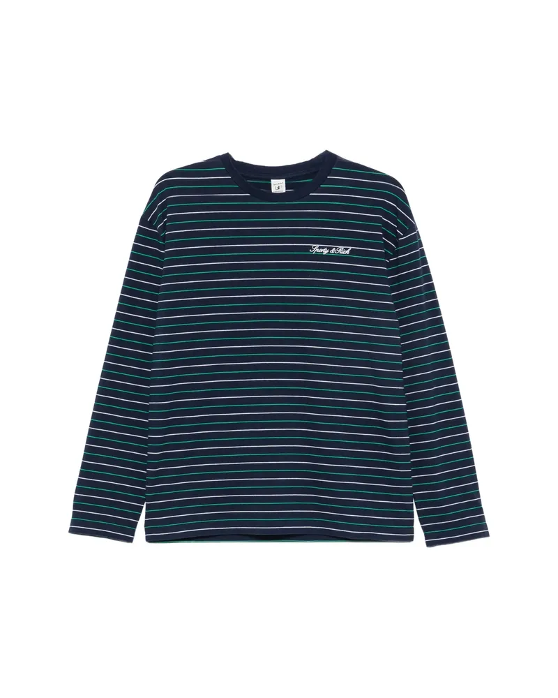 SPORTY & RICH Striped-pattern Long-sleeve T-shirt Blue