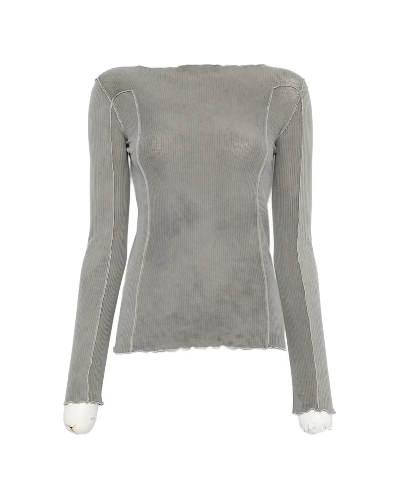 Baserange Omato Ribbed-knit Boat-neck Top Grey