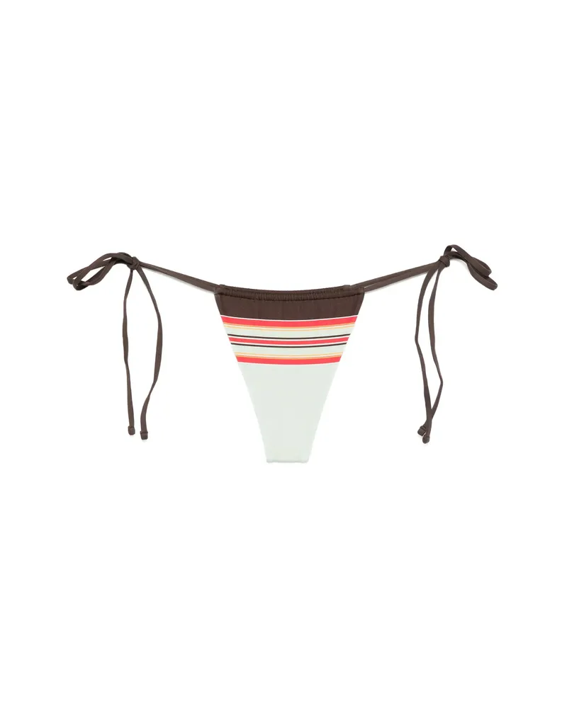 Frankies Bikinis Tia Striped Tie-side Bikini Bottoms Green