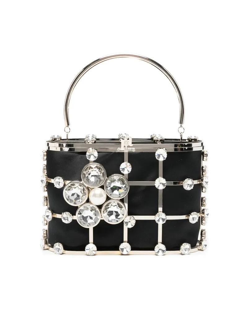 Rosantica Mini Holli Crystal Embellished Top Handle Tote Bag Black