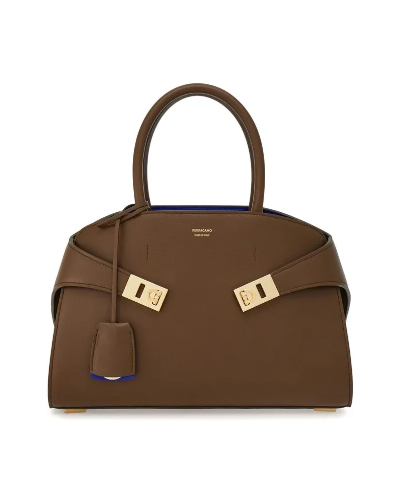 Ferragamo Small Hug Leather Tote Bag Brown