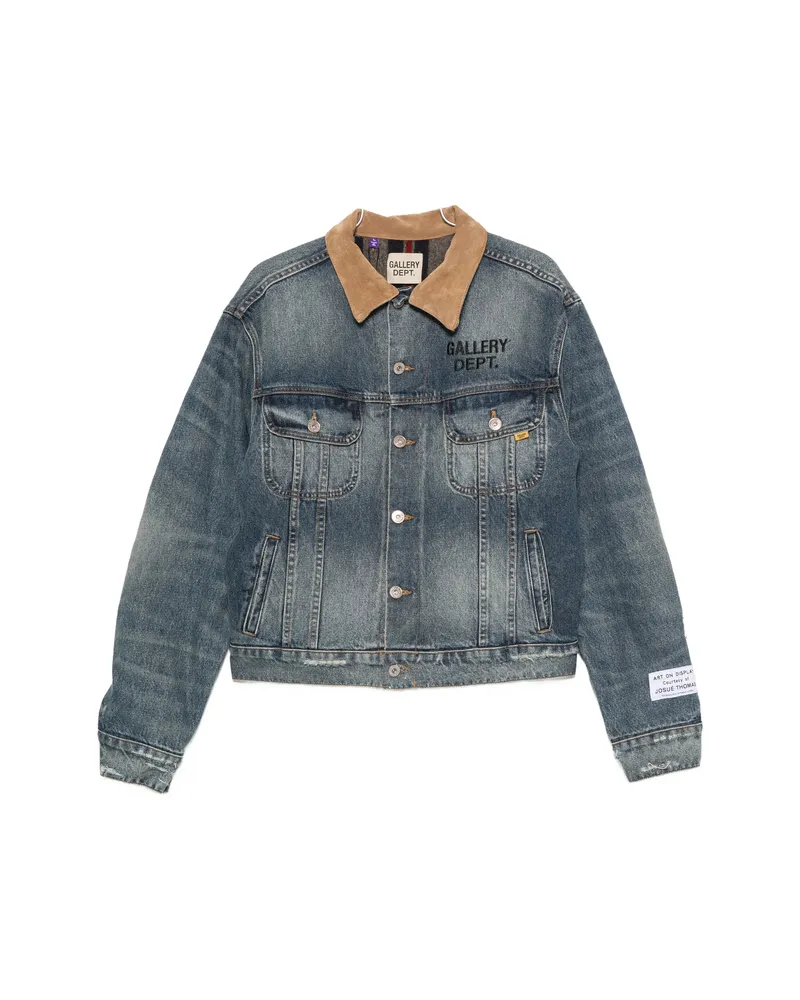 GALLERY DEPT. Logo-print Contrast-collar Jacket Blue