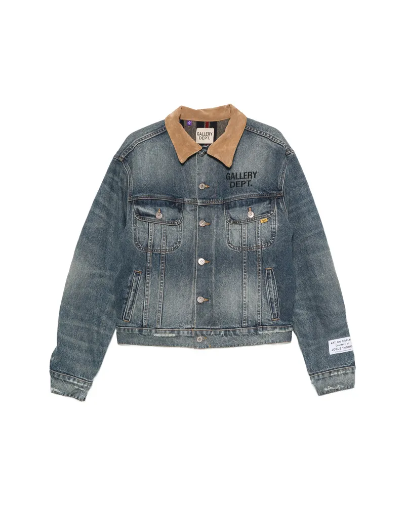 GALLERY DEPT. Logo-print Contrast-collar Jacket Blue