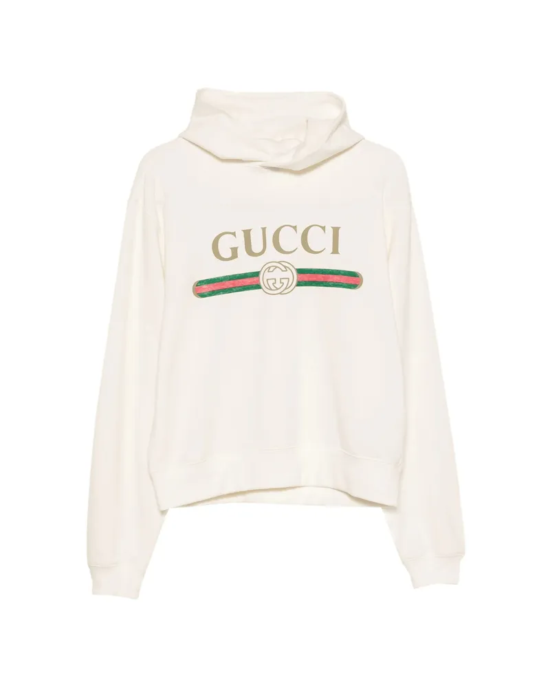 Gucci Long-sleeve Logo-print Hoodie White