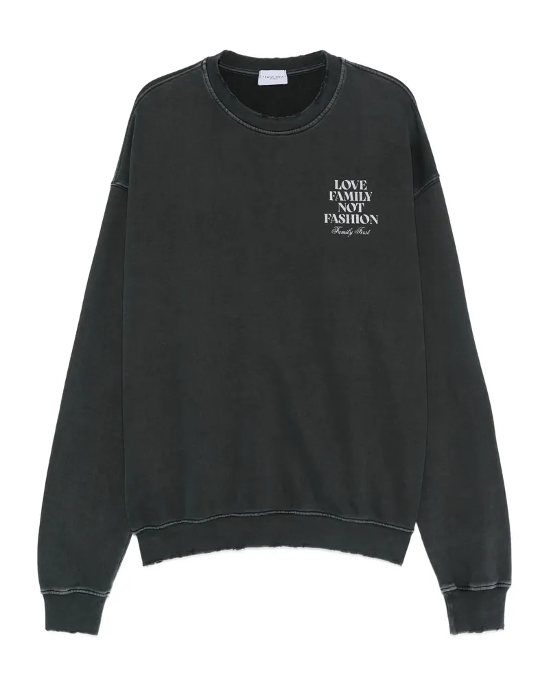 Family First Slogan-print Sweatshirt Black