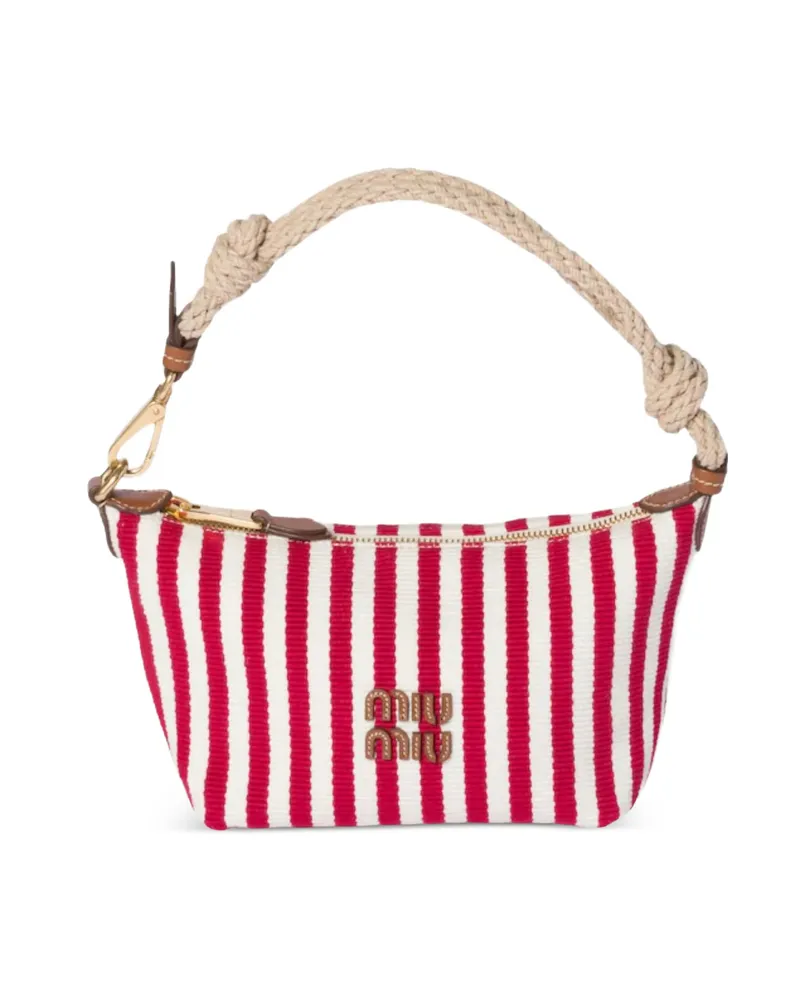 Miu Miu Striped Rope-handle Mini Bag Red