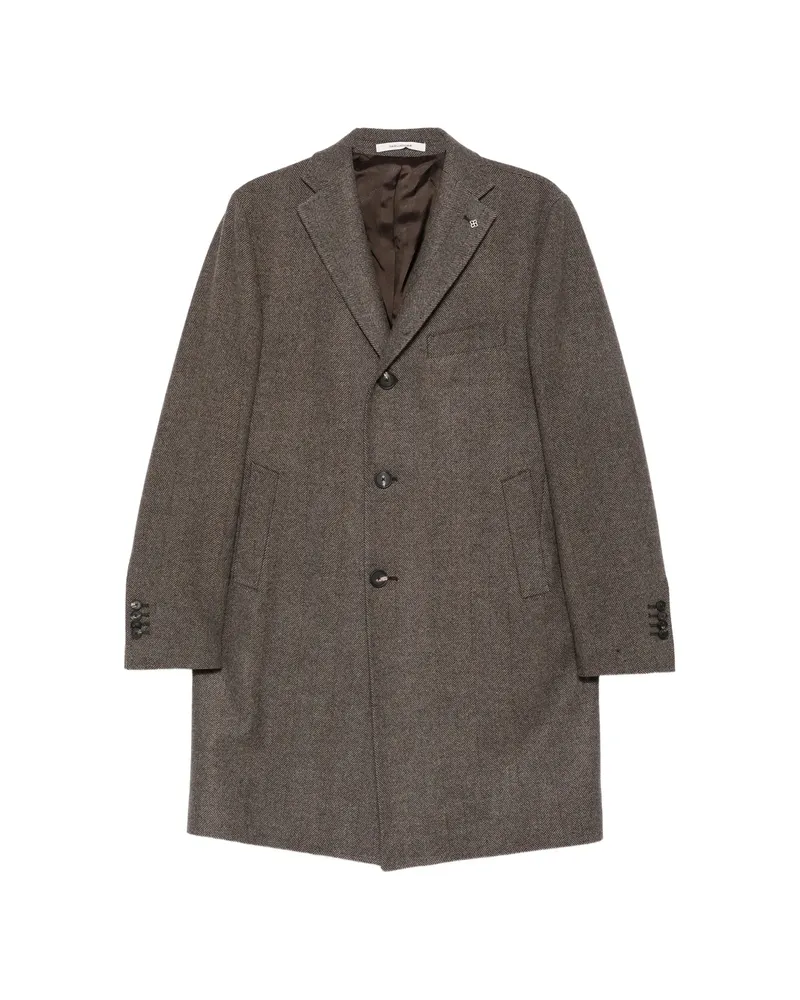 Tagliatore Herringbone-pattern Single-breasted Coat Brown