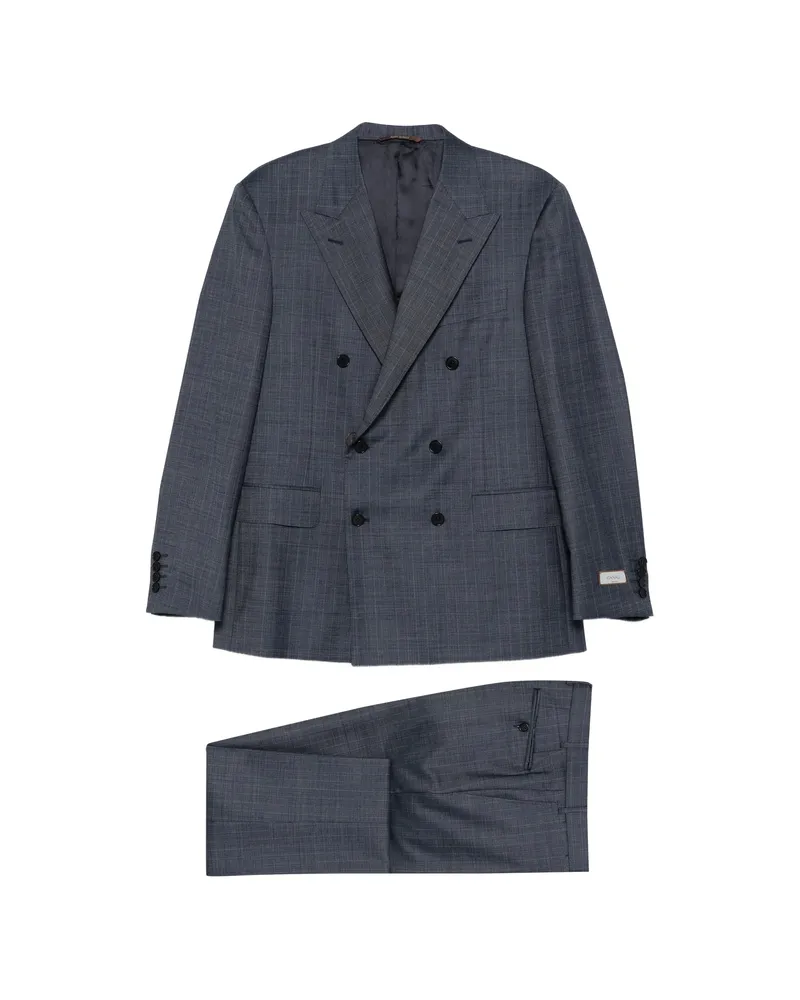 Canali Double-breasted Pinstripe Suit Blue