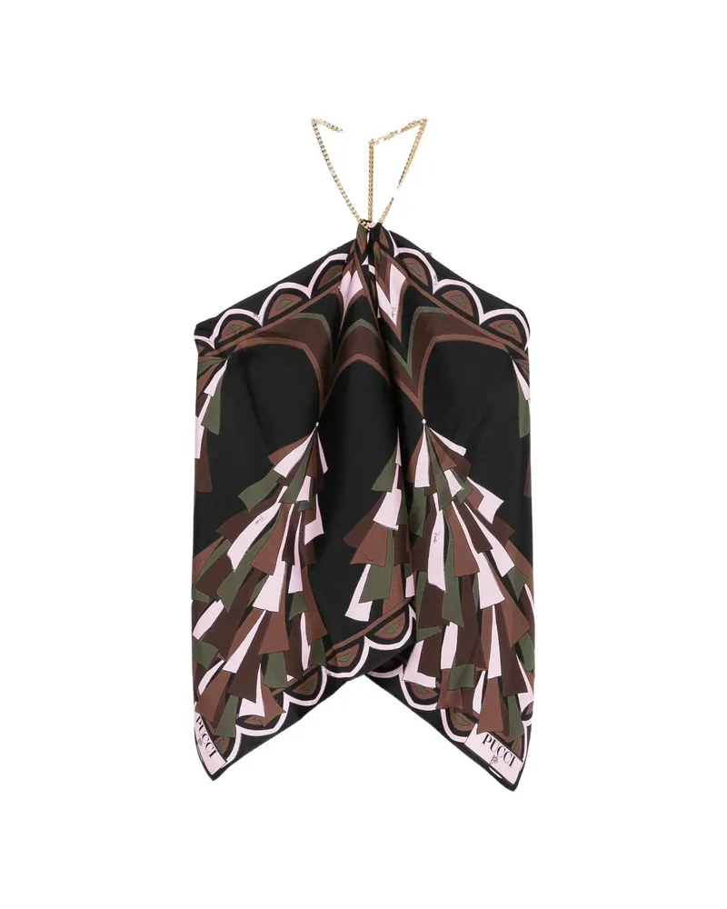 Emilio Pucci Baiadera-print Chain-link Halter Top Black