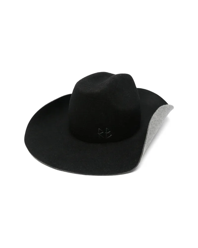 RUSLAN BAGINSKIY Logo-embroidered Felt Hat Black