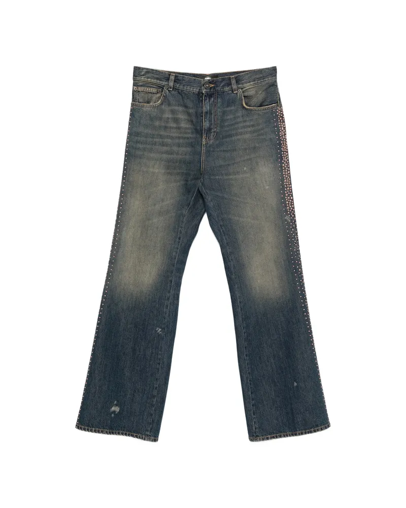 Amiri Stud-embellished Flared Jeans Blue