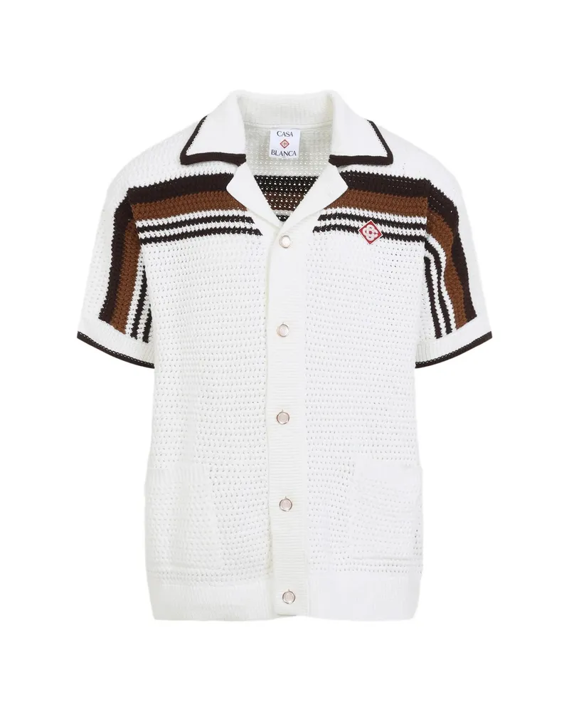 Casablanca Paris Crochet-knit Striped Shirt White