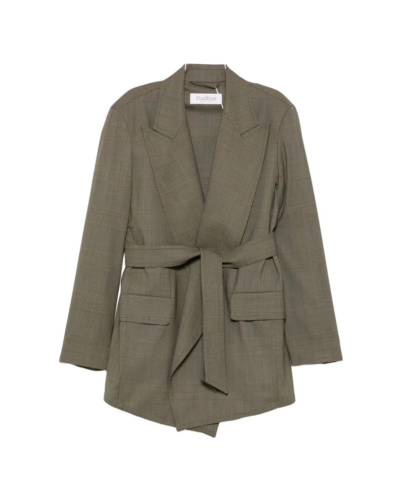 Max Mara Checked Belted Blazer Brown