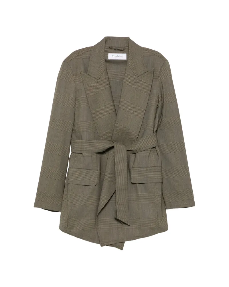 Max Mara Checked Belted Blazer Brown