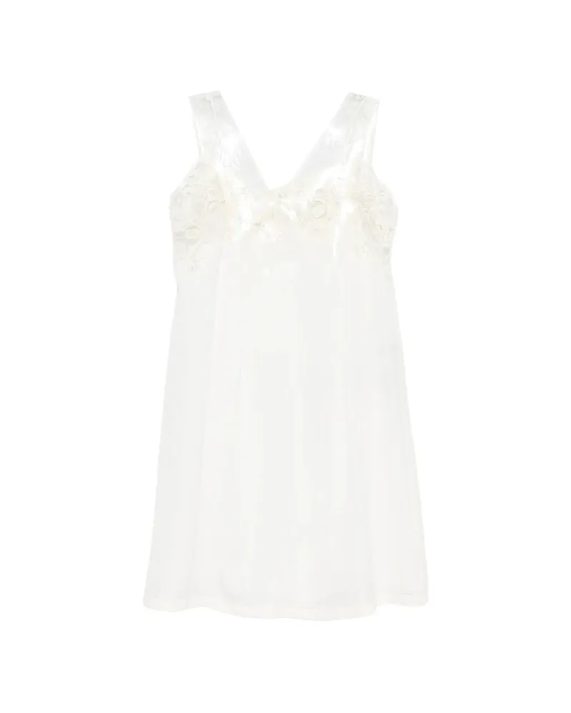 Maison Margiela Lace-trim Tulle-overlay Dress Brown