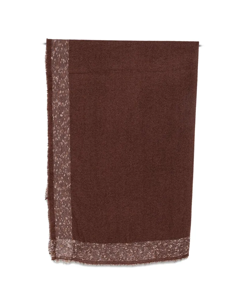 Faliero Sarti Brunetta Fringed Bouclé-trim Scarf Brown