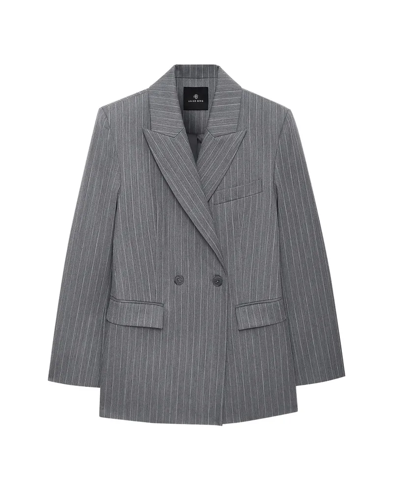 Anine Bing Pinstripe-pattern Double-breasted Blazer Grey