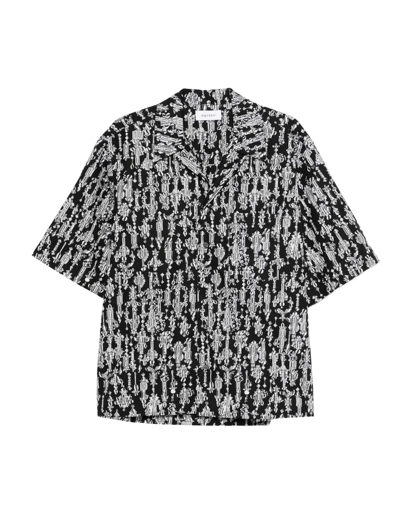 Alexander McQueen Crystal-pattern Short-sleeve Shirt Black