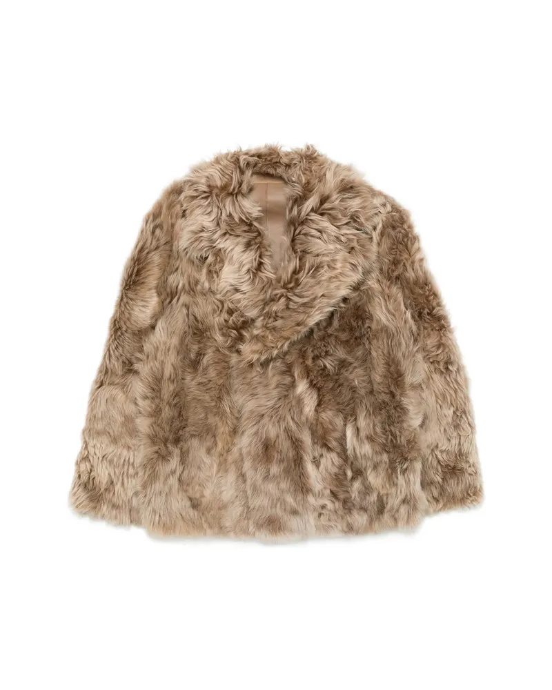 Yves Salomon Shearling Double-breasted Jacket Neutrals