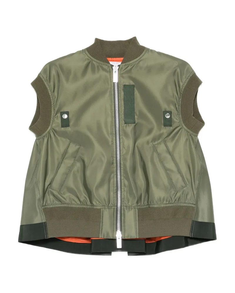 Sacai Zip-up Sleeveless Gilet Green