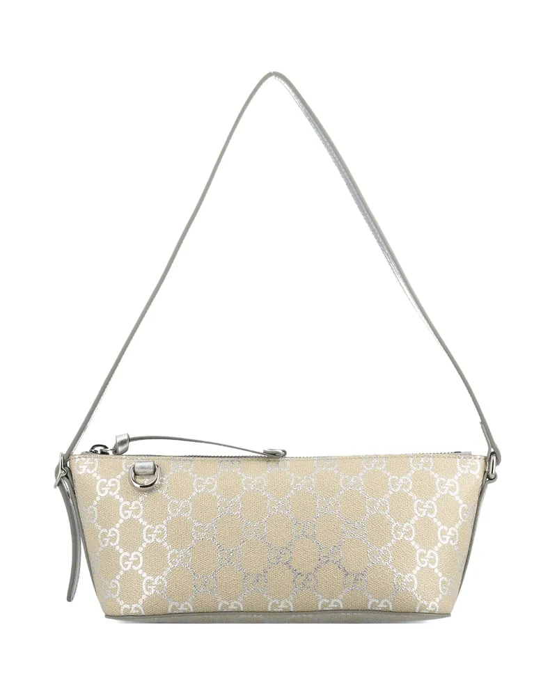 Gucci Small GG Emblem Shoulder Bag Silver