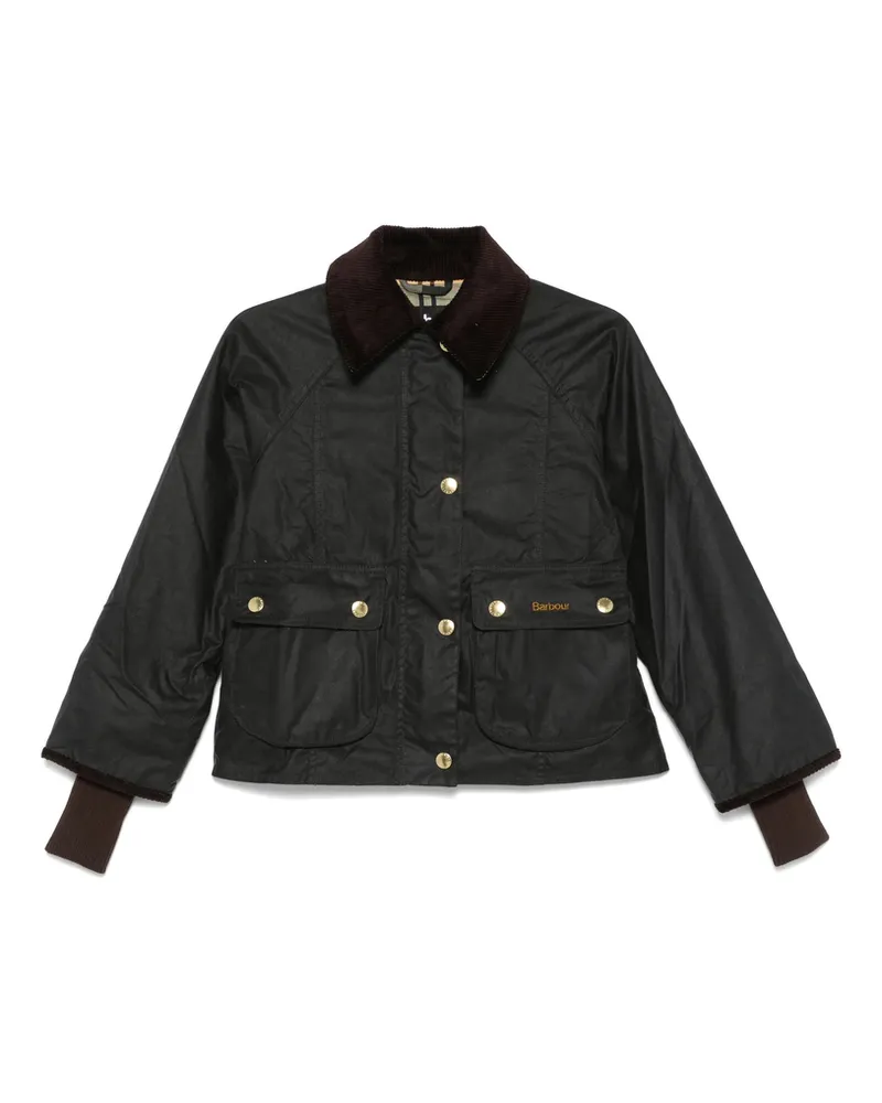 Barbour Beadnell Waxed Cropped Jacket Green