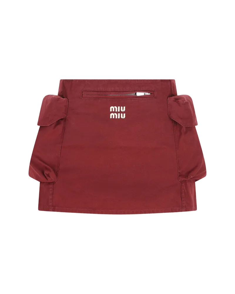 Miu Miu Front Logo Pockets Skirt Red
