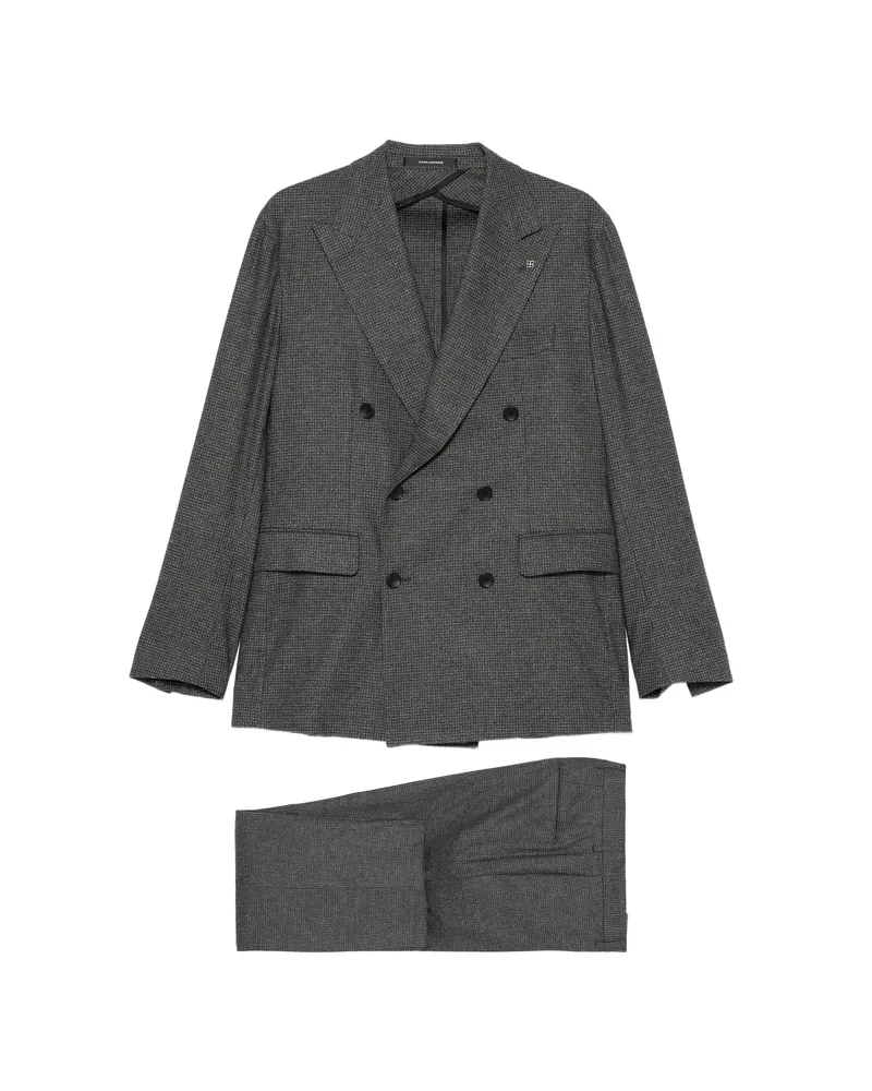 Tagliatore Double-breasted Checked Suit Grey