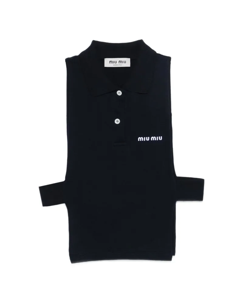 Miu Miu Piqué Polo Vest Black
