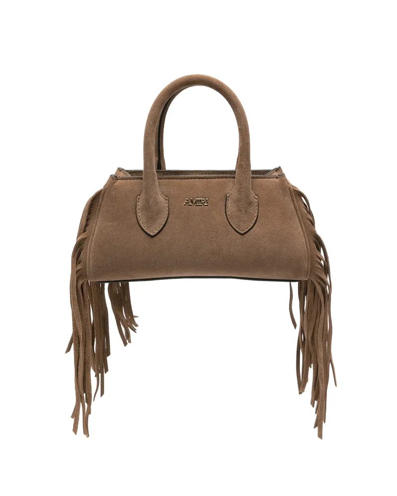 Amiri Micro Fringed Suede Tote Bag Brown