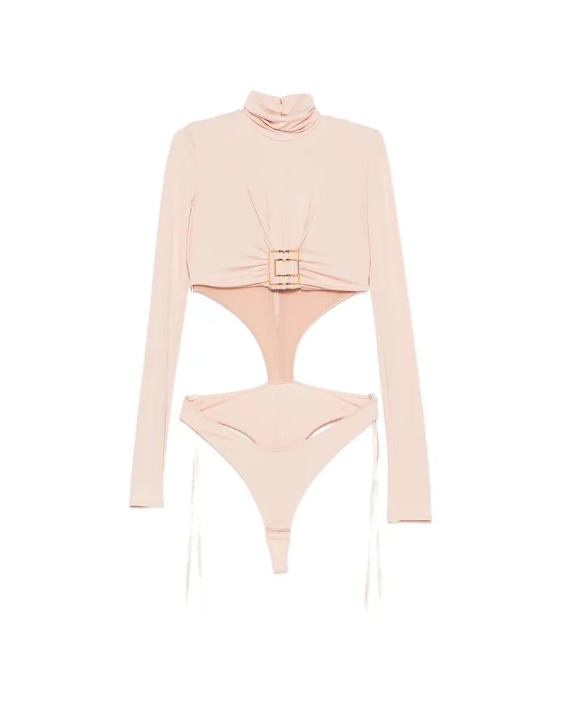 Elisabetta Franchi Cut-out Logo-plaque Bodysuit Pink