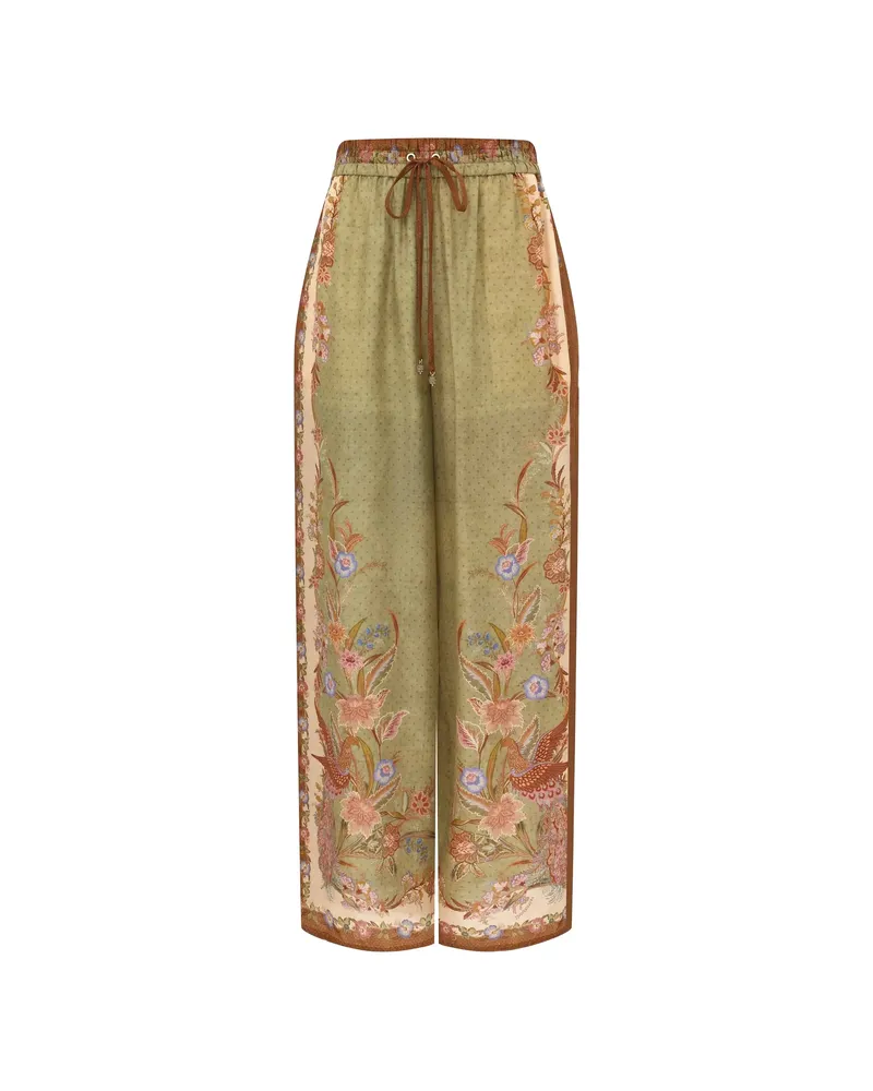 Zimmermann Indra Floral-print Trousers Green