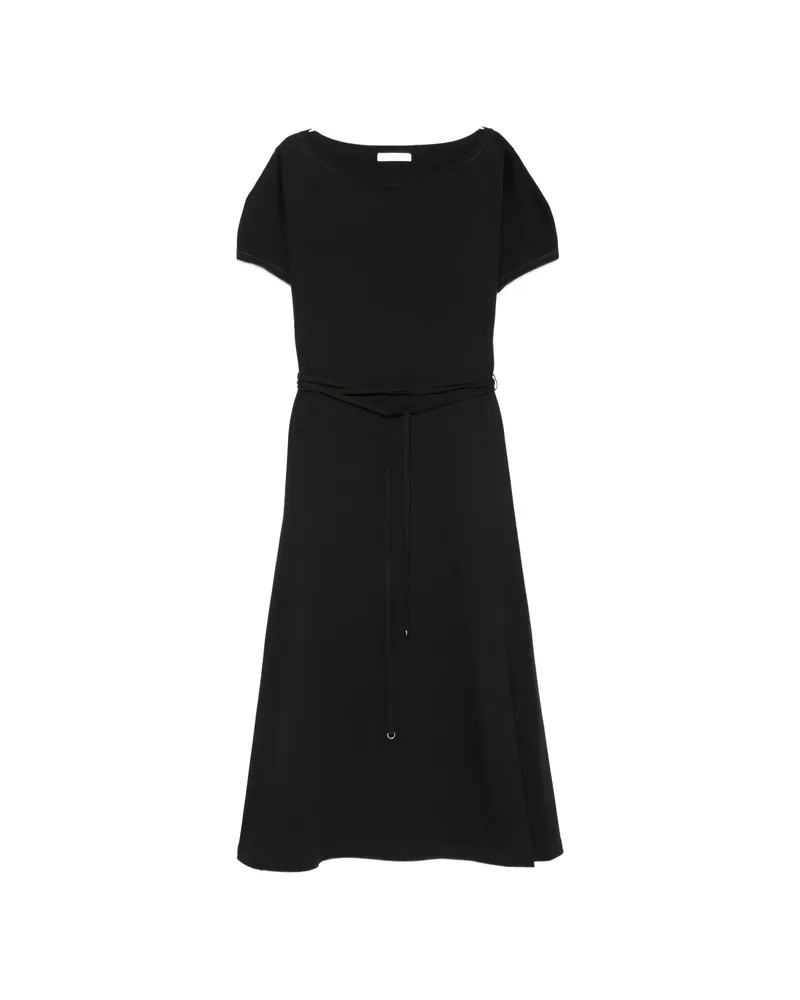Christophe Lemaire Belted Boat-neck Midi Dress Black