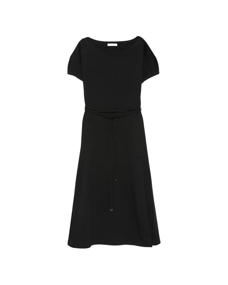 Christophe Lemaire Belted Boat-neck Midi Dress Black