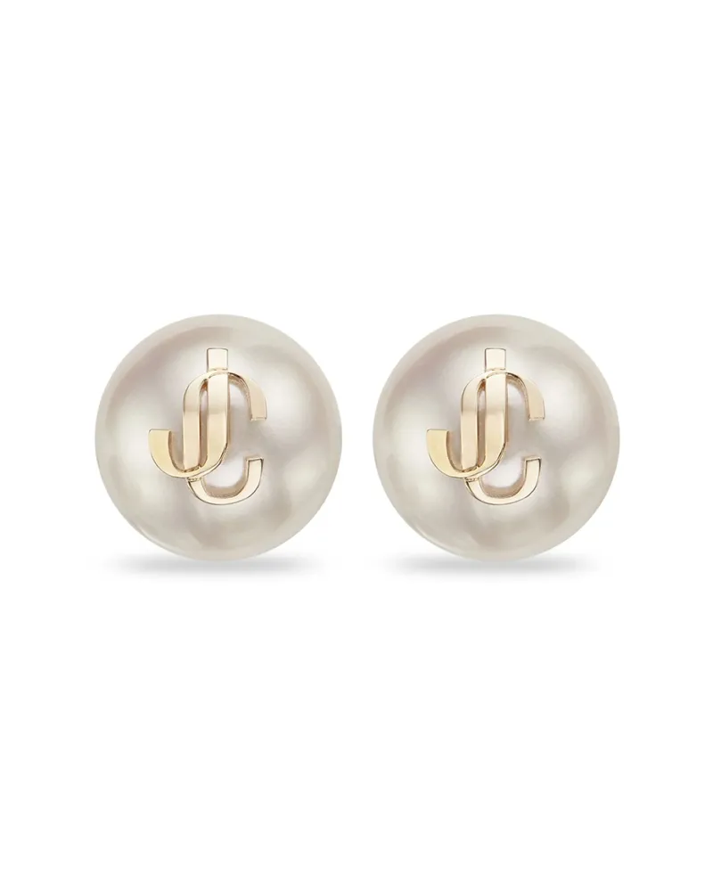 Jimmy Choo Logo Faux-pearl Earrings White