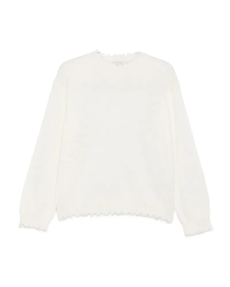 Antonelli Firenze Frayed-hem Round-neck Sweater White