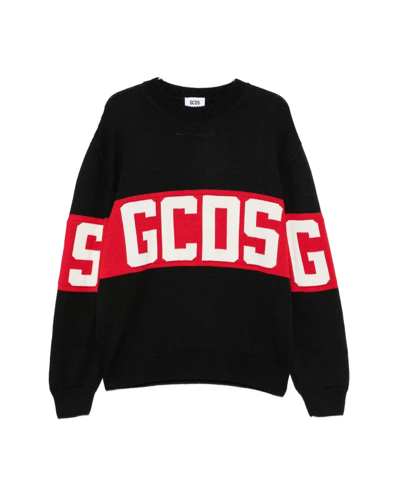 GCDS Logo-intarsia Knitted Sweater Black