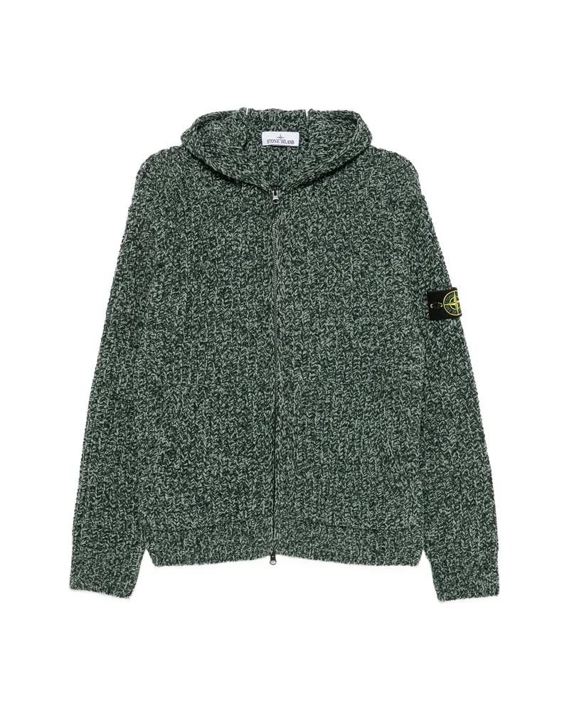 Stone Island Logo-patch Zip-up Hoodie Green