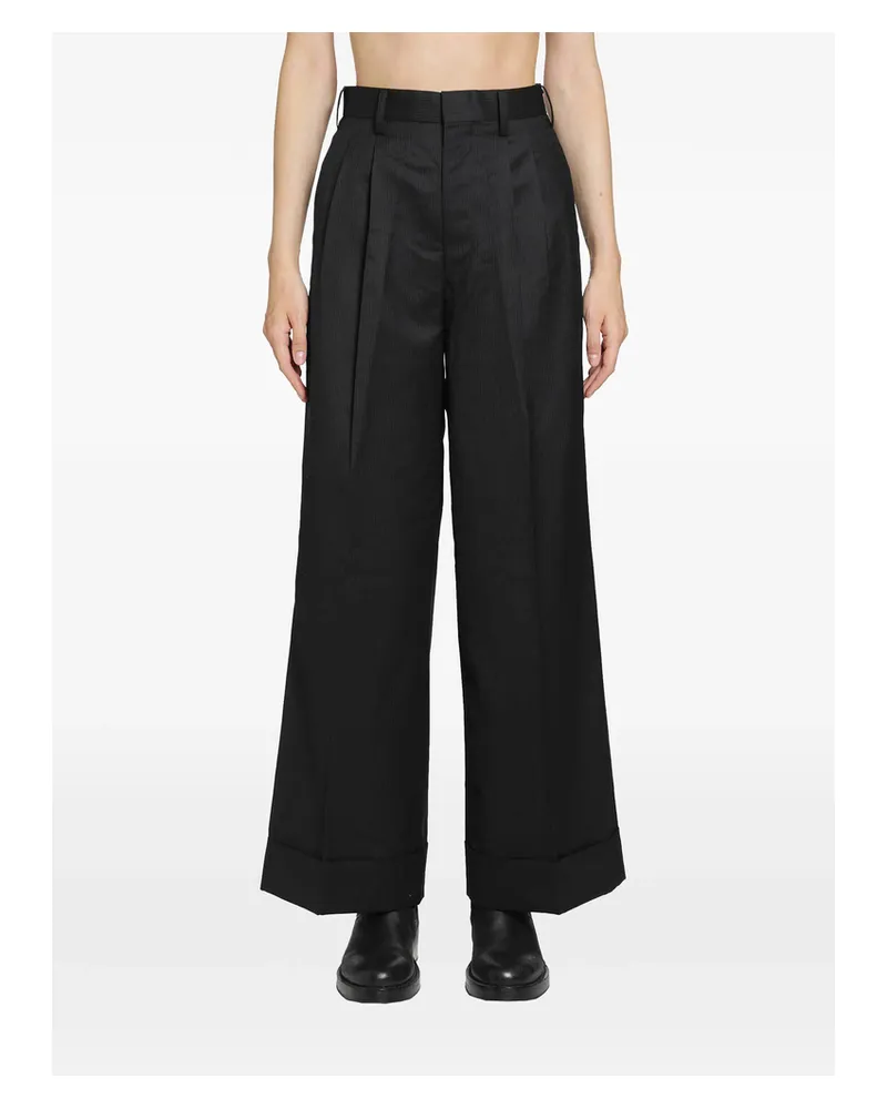 Junya Watanabe Pleated Pinstriped Trousers Black