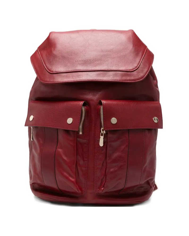 Brunello Cucinelli Leather Flap-top Backpack Red