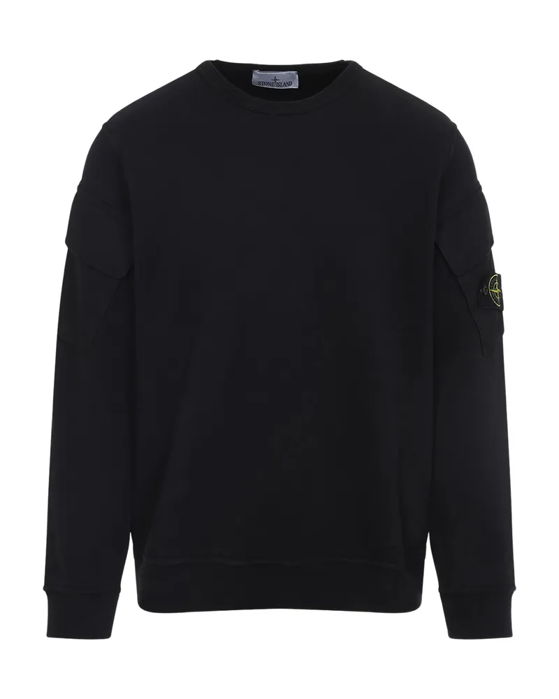 Stone Island Pocket-detail Crew Neck Sweatshirt Black