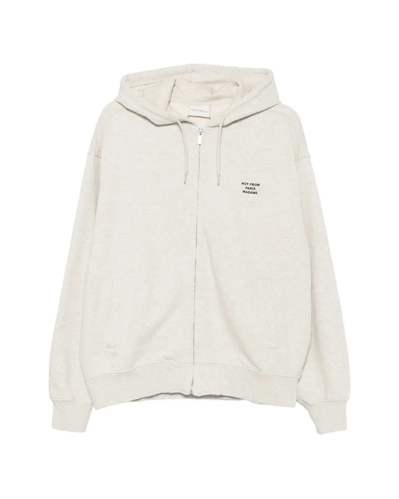 Drôle de Monsieur Logo-print Zip-up Hoodie Grey