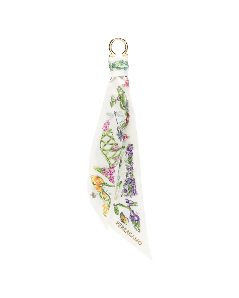Ferragamo Gancini Floral-print Bag Charm Neutrals