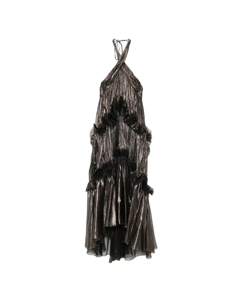 Maria Lucia Hohan Metallic-effect Lace-up Dress Brown
