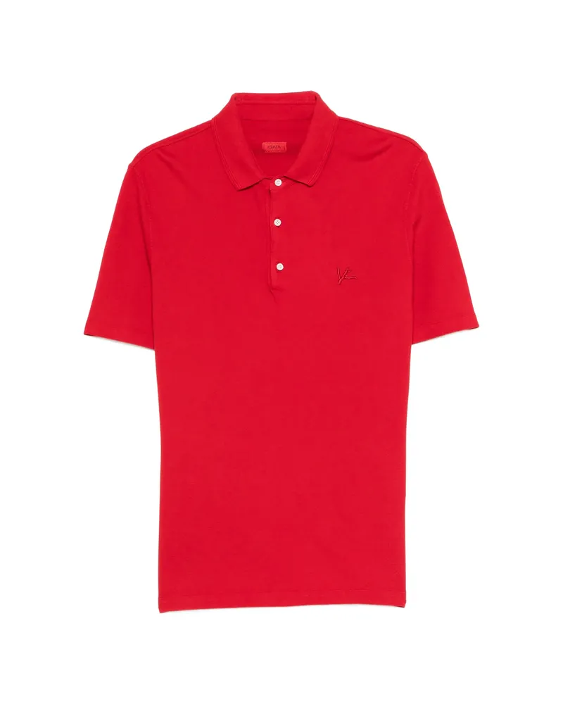 Isaia Embroidered-detail Polo Shirt Red