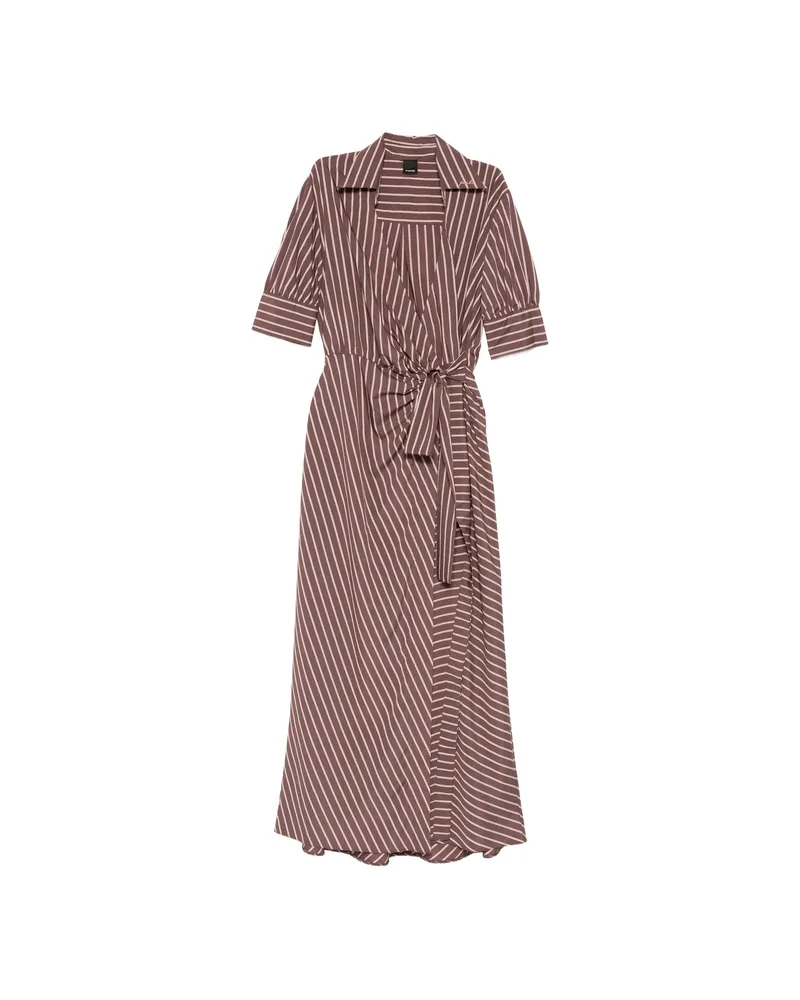 Pinko Striped Maxi Shirt Dress Brown